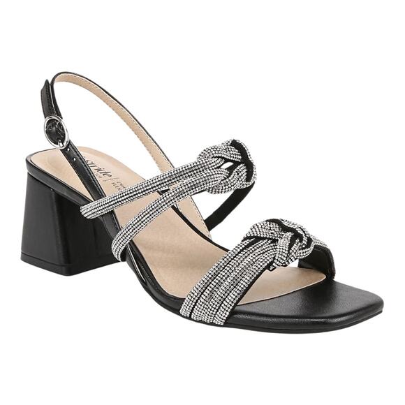 LifeStride Women's Celeste Block Heel Square Slingback Sandals Black Size 9 W - Picture 1 of 5